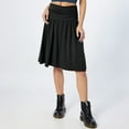 thumbnail image 4 of WTOBBY Women's Below Knee Length Solid Color Ruched Flowy Midi Skirt with Side Pockets, Regular Fit Casual Elegant Skirt for Office Work and Everyday Sophisticated Wear,Black 2XL, 4 of 5