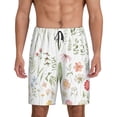 thumbnail image 1 of Balery Wildflower Watercolor 2 Pantalones cortos de pijama de punto de algodón para hombre con cinturilla y bolsillos-XX-Large, 1 of 6