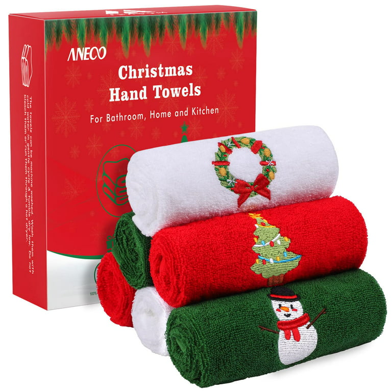 Panelee 6 Pcs Christmas Kitchen Hand Towels 12 x 18 Inch Winter Guest Towel  Tea Towels Dish Washcloths Holiday Seasonal Soft Absorbent Towels for Home