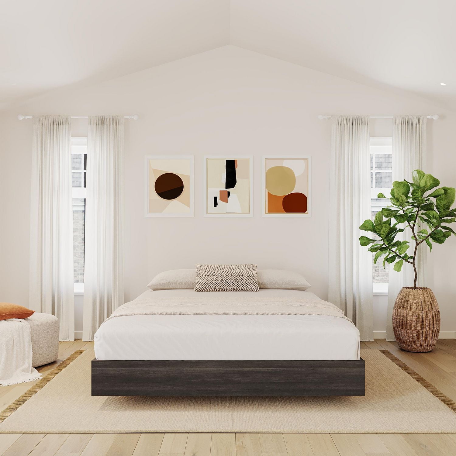 Lit plateforme double Tribeca de Nexera en ébène