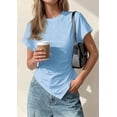 thumbnail image 5 of PRETTYGARDEN Womens Short Sleeve Crew Neck Trendy Shirts Spring Summer Y2K Going Out Tops Asymmetrical Ruched Blouse, 5 of 10