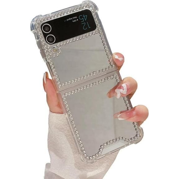 for Samsung Galaxy Z Flip 3 Case 3D Glitter Sparkle Bling Mirror Case Luxury Shiny Crystal Rhinestone Diamond Bumper Clear Protective Case Cover for Women for Galaxy Z Flip 3