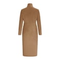 thumbnail image 6 of BLTIBY Women's Suede Bodycon Midi Dress Long Sleeve Ruched Elegant Cocktail Party Vintage Dresses Smocked Solid Western Turtleneck Dress Khaki M, 6 of 6