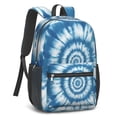thumbnail image 2 of Blue and White Tie Dye Pattern 17" School Backpacks for Teens,Waterproof Oxford Fabric,S-Shape Padded Straps for School,Travel,Hiking,Camping, 2 of 6