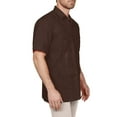 thumbnail image 2 of J. METHOD Men's Short Sleeve Cuban Guayabera Button Down Shirts Classic Embroidered 4 Pockets Casual Top NEMT112 Brown XL, 2 of 6