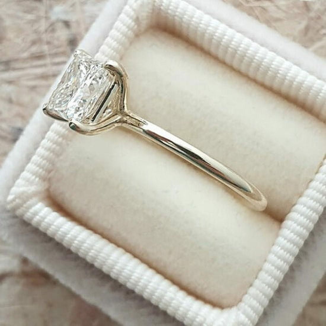 solitaire jewels 1CT Princess Cut Moissanite Solitaire Engagement Ring For Women, 10K White Gold