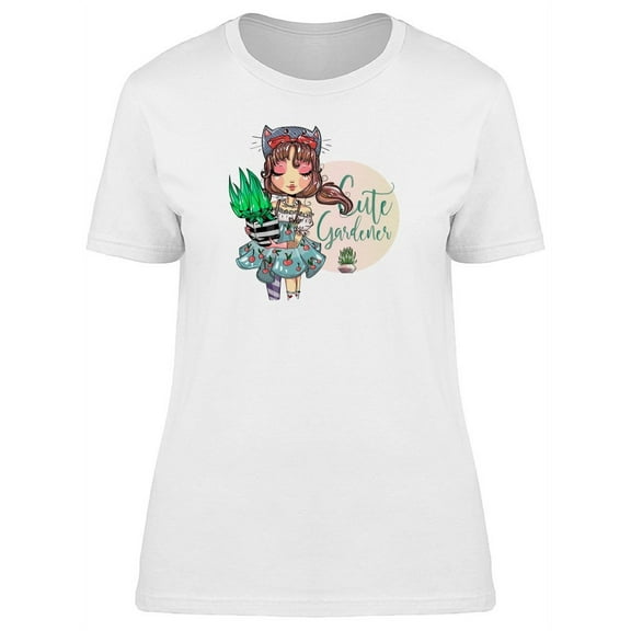 Cute Gardener Girl Cartoon Tee Women's -Image by Shutterstock