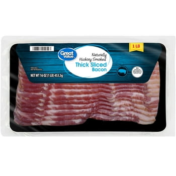 Great Value Thick Sliced Bacon Hickory Smoked, 16 oz