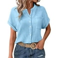 thumbnail image 2 of ZJXFGS Business Casual Tops for Women Blouses for Women Casual Fall Womens Blouses for Work Professional Blouses for Women Trendy Tops for Women 2025 Sky Blue L, 2 of 9
