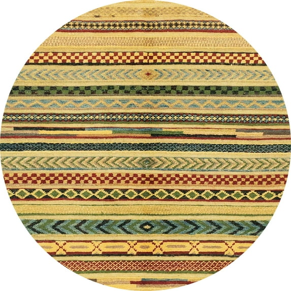 Ahgly Company Indoor Round Abstract Light Brown Abstract Area Rugs, 3' Round