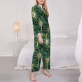 thumbnail image 3 of Fuzoiu Thorns Of Macro Cactus Print Women's Long-Sleeved Pajama,Lounge Button Down Nightwear,Womens Notch Collar Pajama Set-XX-Large, 3 of 7