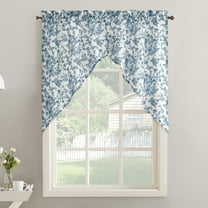 No. 918 Elara 2-pack Tonal Botanical Semi-Sheer Rod Pocket Kitchen Curtains, 27"W x 38"L