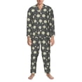 thumbnail image 3 of Fuzoiu Daisies Flowers Print Men's Long-Sleeved Pajama,Lounge Button Down Nightwear,Mens Notch Collar Pajama Set -X-Large, 3 of 7