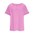thumbnail image 5 of Pincandy Plus Size for Women Sexy-Neck Blouse Solid Casual Loose Summer Short Sleeve Blouse,Pink,3XL, 5 of 7