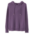 thumbnail image 4 of Delayuji Women Thermal Top Autumn Winter Solid Color Hooded Sweater with Drawstring Loose Casual Warm Knit Pullover Sweater Womens Thermal Tops Long Sleeve Purple M, 4 of 4