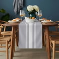 thumbnail image 2 of Light Grey Striped Table Runner - 72 Inch Long, Kitchen Dining Table Runner Dresser Scarves, White Simple Neutral Modern Farmhouse Decor for Coffee Tables Wedding Party Banquet, 2 of 8
