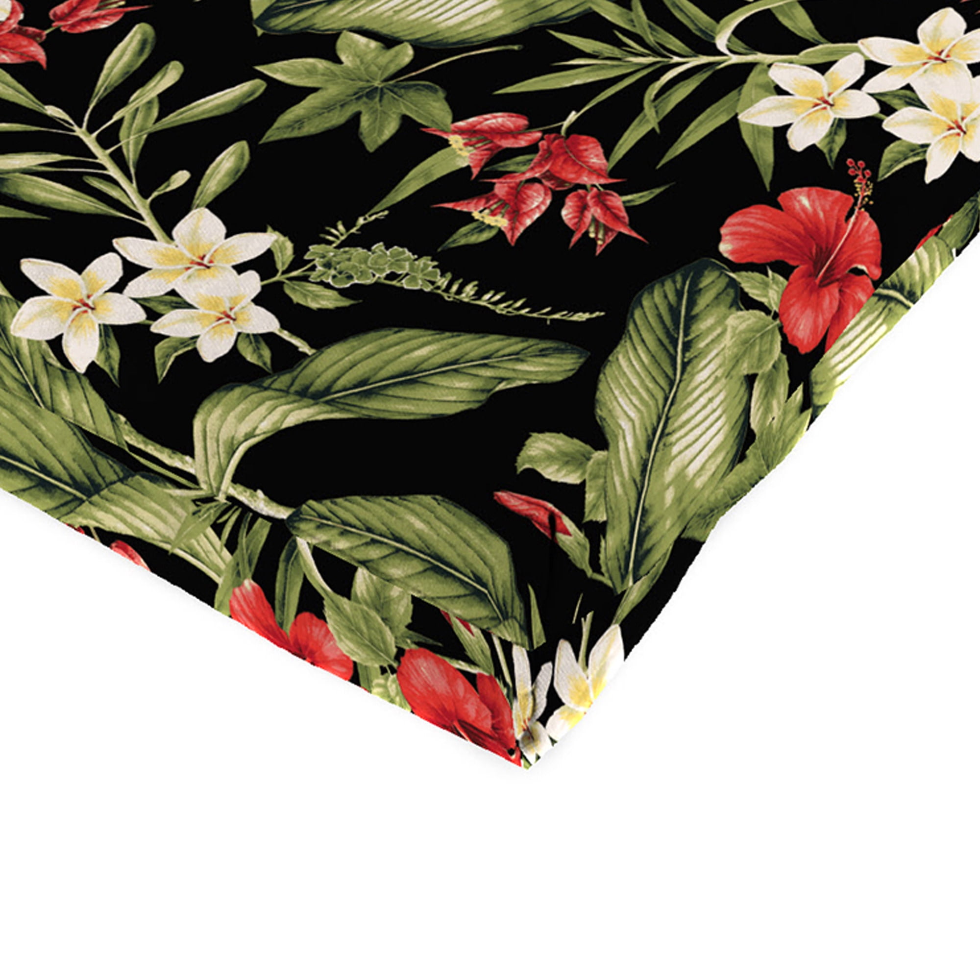 Jordan Manufacturing 44" x 22" Capulet Rojo Black Floral Rectangular Outdoor Chair Cushion with Ties and Hanger Loop