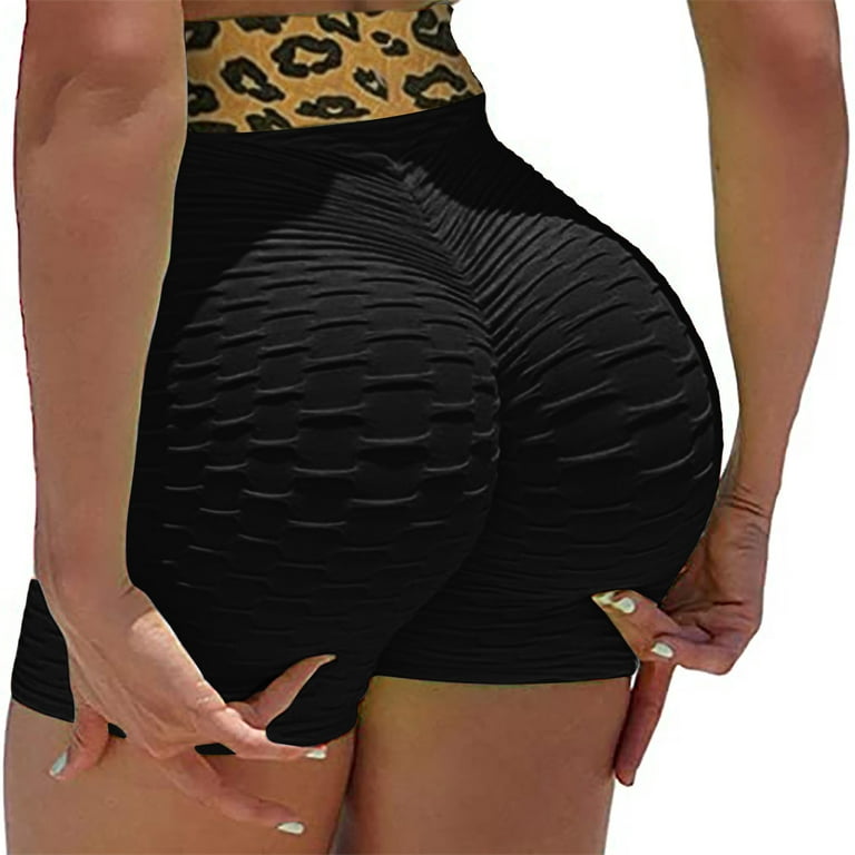 Comfortable High Waist Butt Lifting Women Shorts, Slim Fit Gray Blue Tummy  Control
