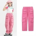 thumbnail image 2 of SXcggal Kids Toddler Baby Girls Spring Summer Solid Cool Cotton Pocket Street Style Hop Pants Clothes Fashionable Comfortable Long pants, 2 of 8