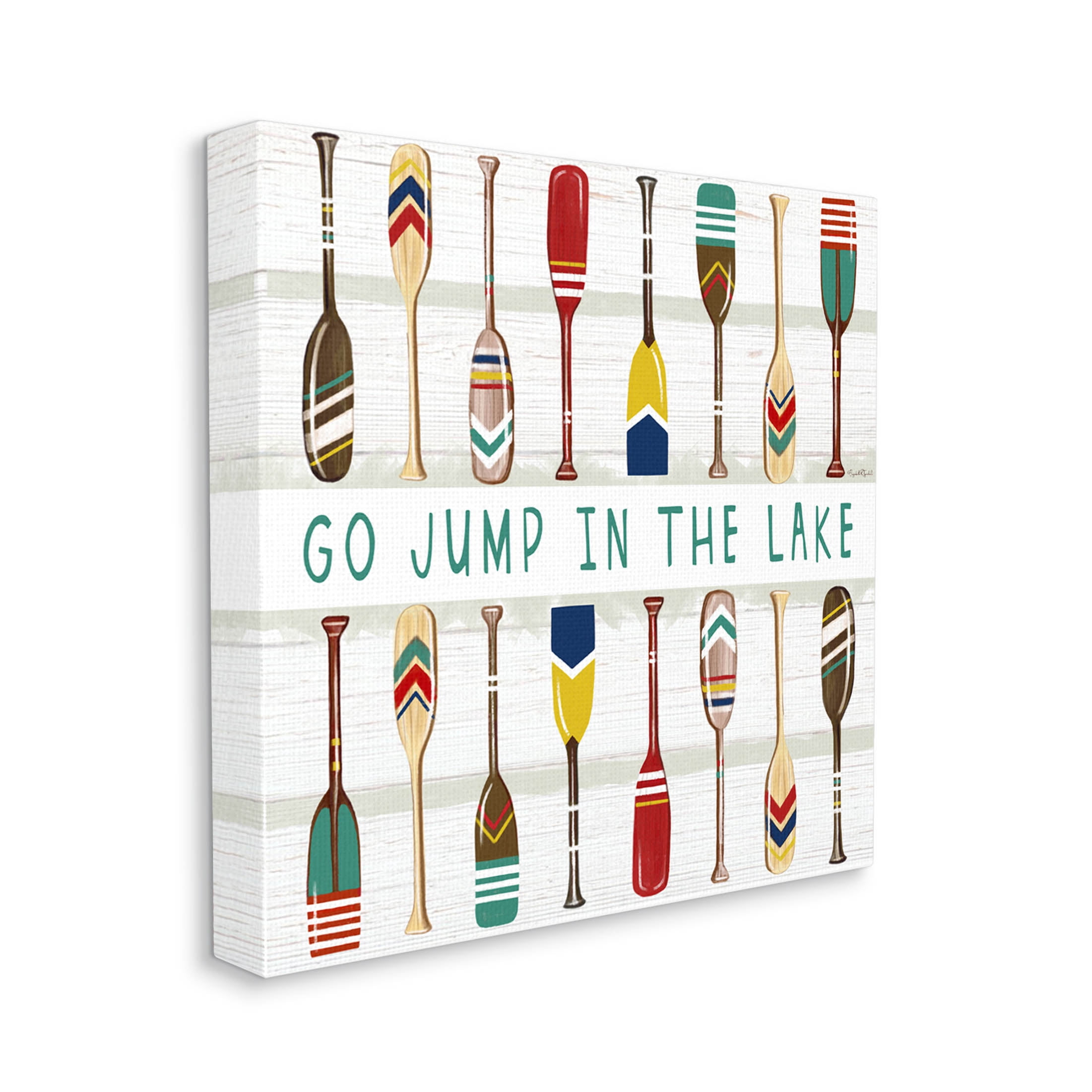 Stupell Industries Jump In Lake Various Patterned Oars Graphic Art Gallery Wrapped Canvas Print Wall Art, Design by Elizabeth Tyndall