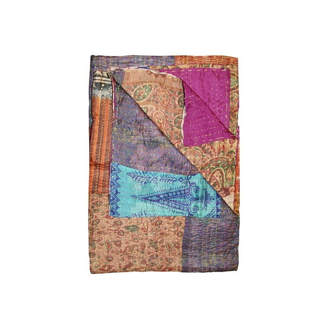 JETÉ EN SOIE RÉTRO KANTHA 50"X70"