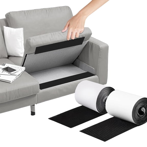 4.3''×16.4 Feet Black Heavy Duty Hook and Loop Tape Adhesive, Keep Couch Cushions from Sliding or Blowing at Outdoor, Picture Wall Hanging, No Punching Wall Mounting, Keep Your Carpet Rugs in Place