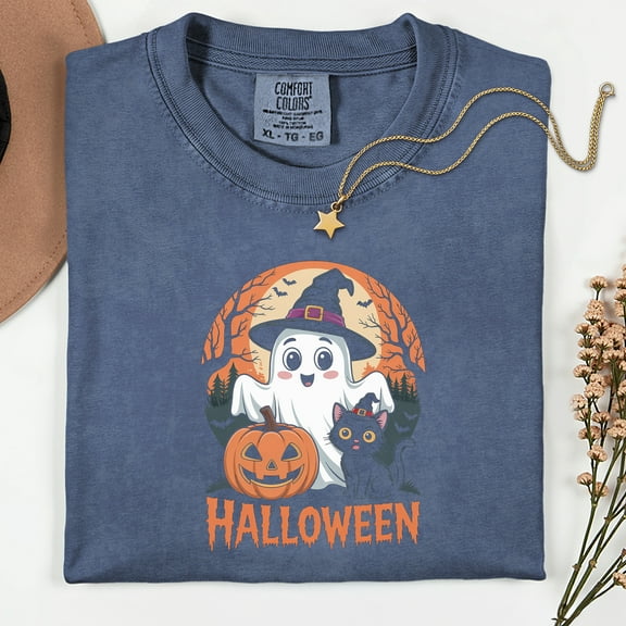 Comfort Colors® Halloween Shirt, Halloween Shirt, Retro Ghost Shirt, Cute Fall Shirt, Women's Halloween Tee, Pumpkin Season Tee, Cute Ghost