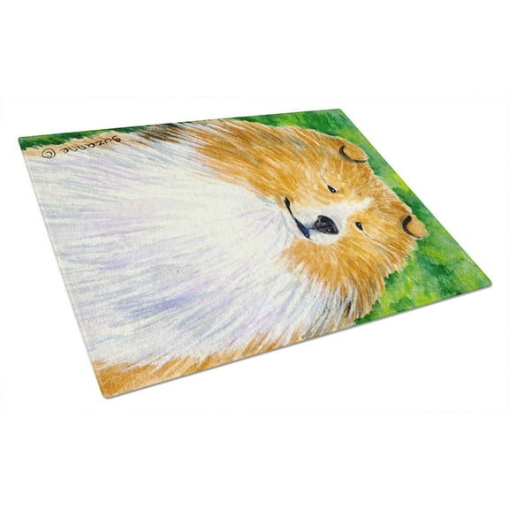 Caroline's Treasures SS1003LCB Sheltie Glass Cutting Board Large, 12H x 16W, multicolor