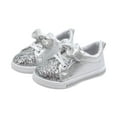 thumbnail image 3 of THDHVS Toddler Girl Sneakers,Shoes for Girls,Kid's Rhinestone Sequin Board Shoes for Casual Wear Comfortable and Breathable Soft Soled Shoes with Adhesive Silver 3-3.5 Years, 3 of 5