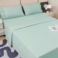 thumbnail image 3 of czcpp-Green Full Sheets, Luxury Hotel Cozy Queen Draps Sheets with Ruched Hem, Soft Microfiber Cooling Summer Sheets, 3 of 4