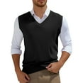 thumbnail image 4 of Adeawade Sweaters For Men Sweater Vest Sleeveless Solid Color V Neck Knitted Vest Tops Basic Wear Black L, 4 of 5