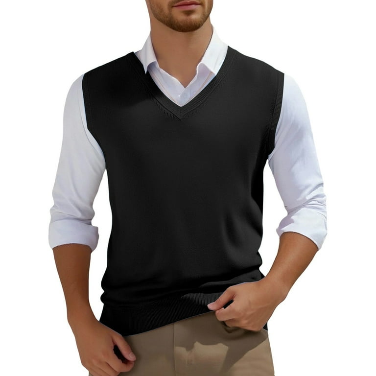 Bcfgryg Sweater Vest Men's Sleeveless Knitted Vest V Neck Knitted