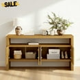thumbnail image 2 of GZXS Modern 60" Sideboard with Open Shelf, 4-Door Accent Credenza Cabinet in Natural Wood Finish for Dining/Living Room, 2 of 9