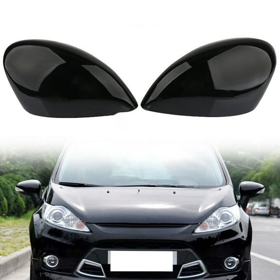 Pair Gloss Black Side Door Wing Mirror Cover Cap ford Fiesta Mk7 2008-2017