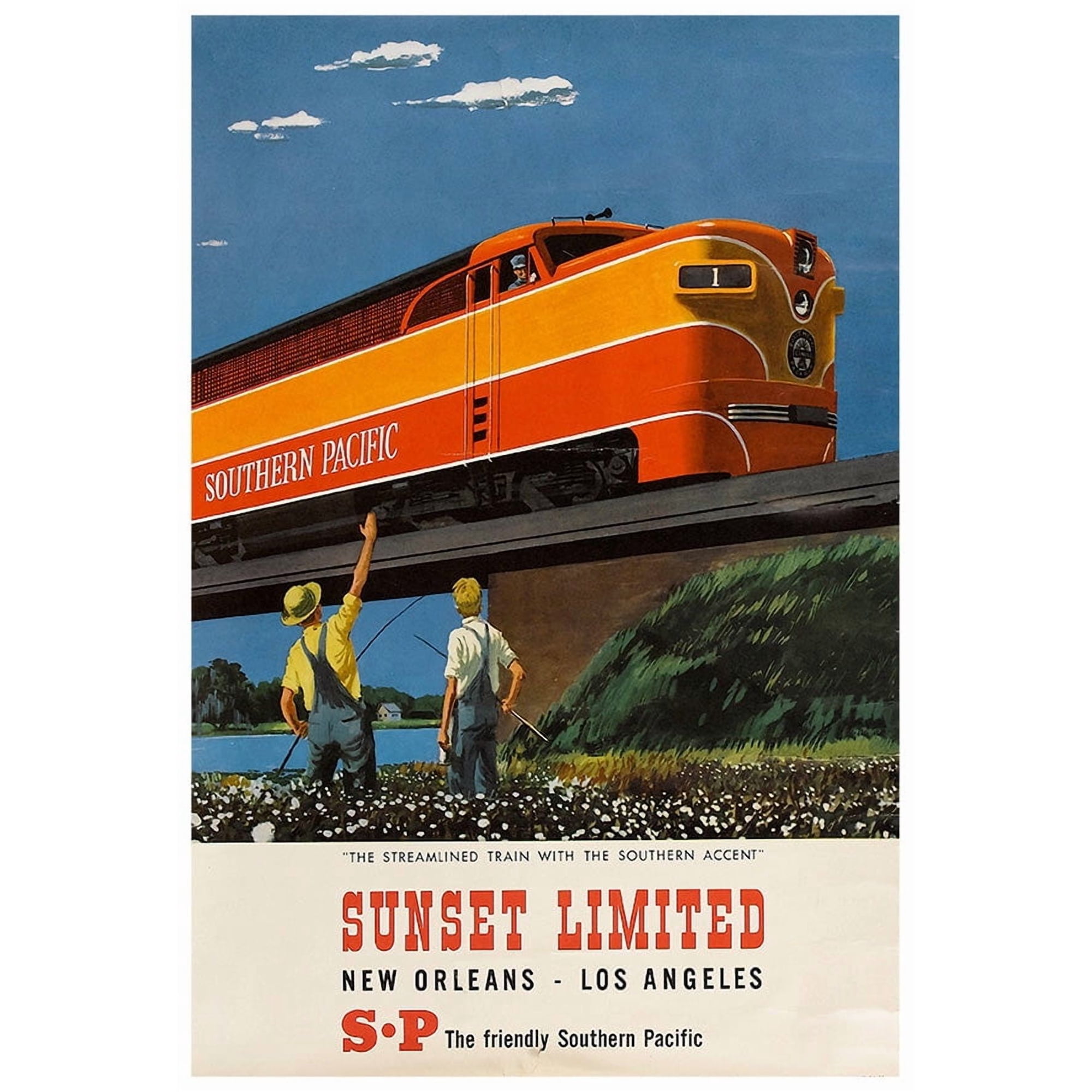 New Orleans Los Angeles - Southern Pacific - Vintage Travel Poster (8x12Inches(US/CANonly))
