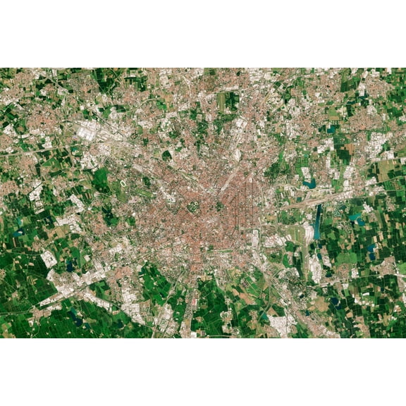 24x36 gallery poster, Satellite Image of Milan, Italy