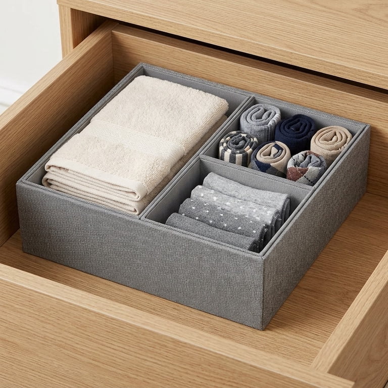 Better Homes & Gardens Gray 4-Piece Hard-Sided Drawer Organizer