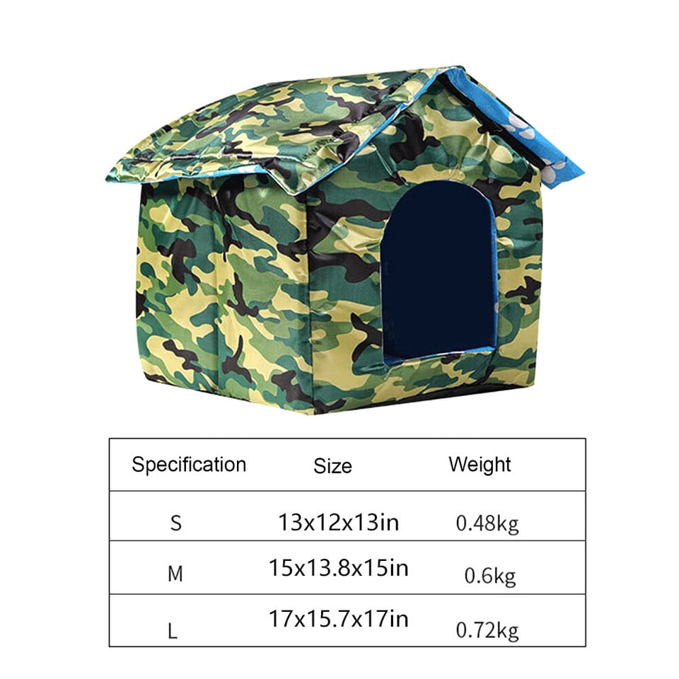 600D Weatherproof Outdoor Cat House, Sponge Insulation for Feral Cats & Small Dogs, M