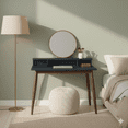 thumbnail image 5 of GOMYHOME Mid-Century Modern Writing Desk with Storage Hutch, Small Space Laptop Table, Blue/Walnut, 5 of 5