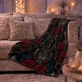 thumbnail image 6 of Dark Romance Roses and Gold Scrollwork Warm Flannel Blanket for Living Room and Family Room, Art Lovers Autumn Celebration Gift, Festive Home Decor, 6 of 9