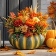 thumbnail image 2 of MYUNNIL Halloween Pumpkin Shaped Planter, 5" Rustic Wide-Mouth Yellow Green Striped Pumpkin Resin Flower Pot with 3D Ladybug, Durable Practical Decorative Container for Indoor Garden Yard Decor, 2 of 6