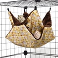 thumbnail image 2 of Hamaca para animales pequeños, hamaca para animales de 2 capas, cama colgante para dormir, 4 ganchos de metal, saco de dormir de ardilla cálido de felpa, hamaca para mascotas para chinchillas, hurones, ardillas y animales pequeños, amarillo, 20*20 cm oso de fresa Electrónica, 2 of 5