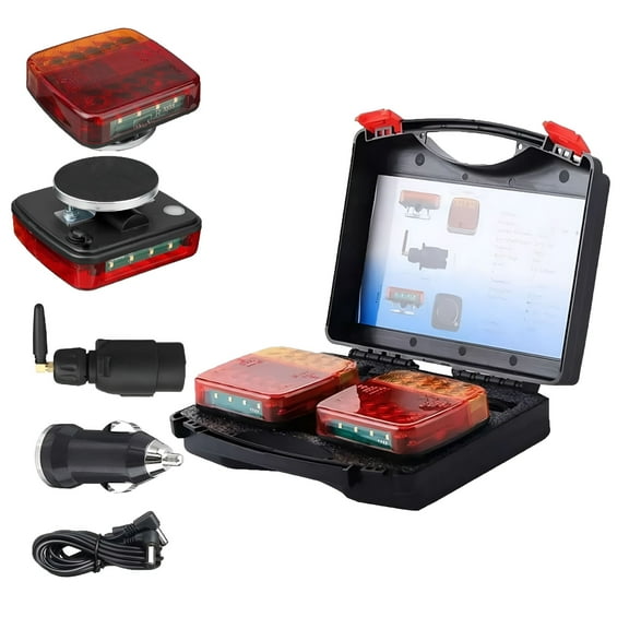 GJX Wireless Trailer Lights, Magnetic Wireless Tail Lights for Trailer, Portable LED Tow Tail Lights Kit for Trucks, Boat, RV, Vehicle