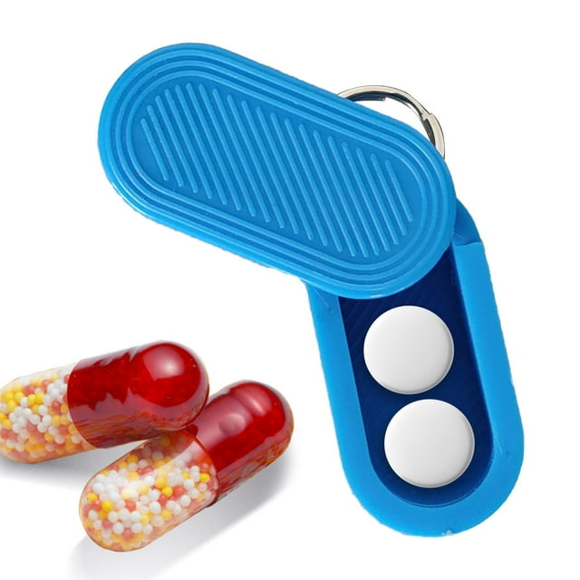 YAOMOBB Portable Medicine Storage Compact Magnetic Slide Design Box Pocket sized Hand assembled Dispenser Case with Hanging Keyring