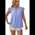 thumbnail image 1 of Blusa de Mujer con Cuello en V y Mangas con Volantes, Holgada, Elegante, Informal, , de Verano, Azul , XXL, 1 of 10