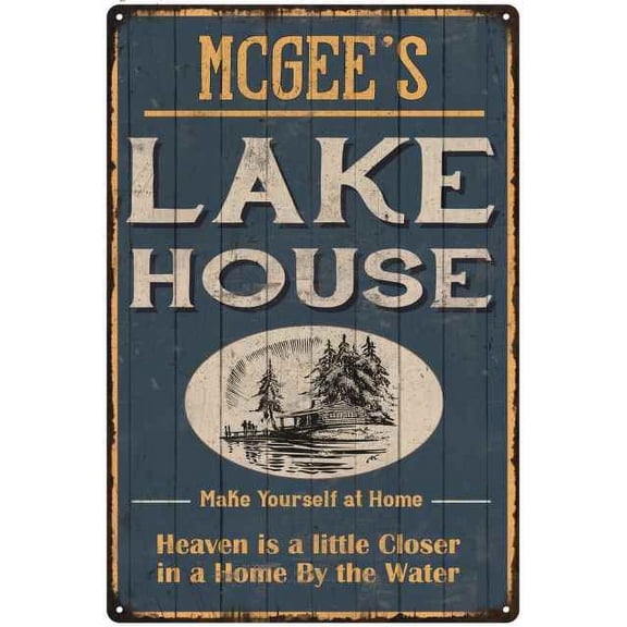 MCGEE'S Lake House Blue Cabin Home Decor Gift 12x18 Metal 112180038404