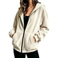thumbnail image 2 of Bexdxz Zip Up Hoodie Women Velvet Elegant Oversized Long Sleeve Hooded Sweatshirt | Womens Hoodies Pullover 2026 Velvet Oversized Loose Fit Full Zip Hooded Beige XL, 2 of 6