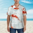 thumbnail image 2 of Kll Men'S Hawaiian Shirt Short Sleeve Button Down Beach Shirts-Koi Fish Corals,Spring Summer, 2 of 7