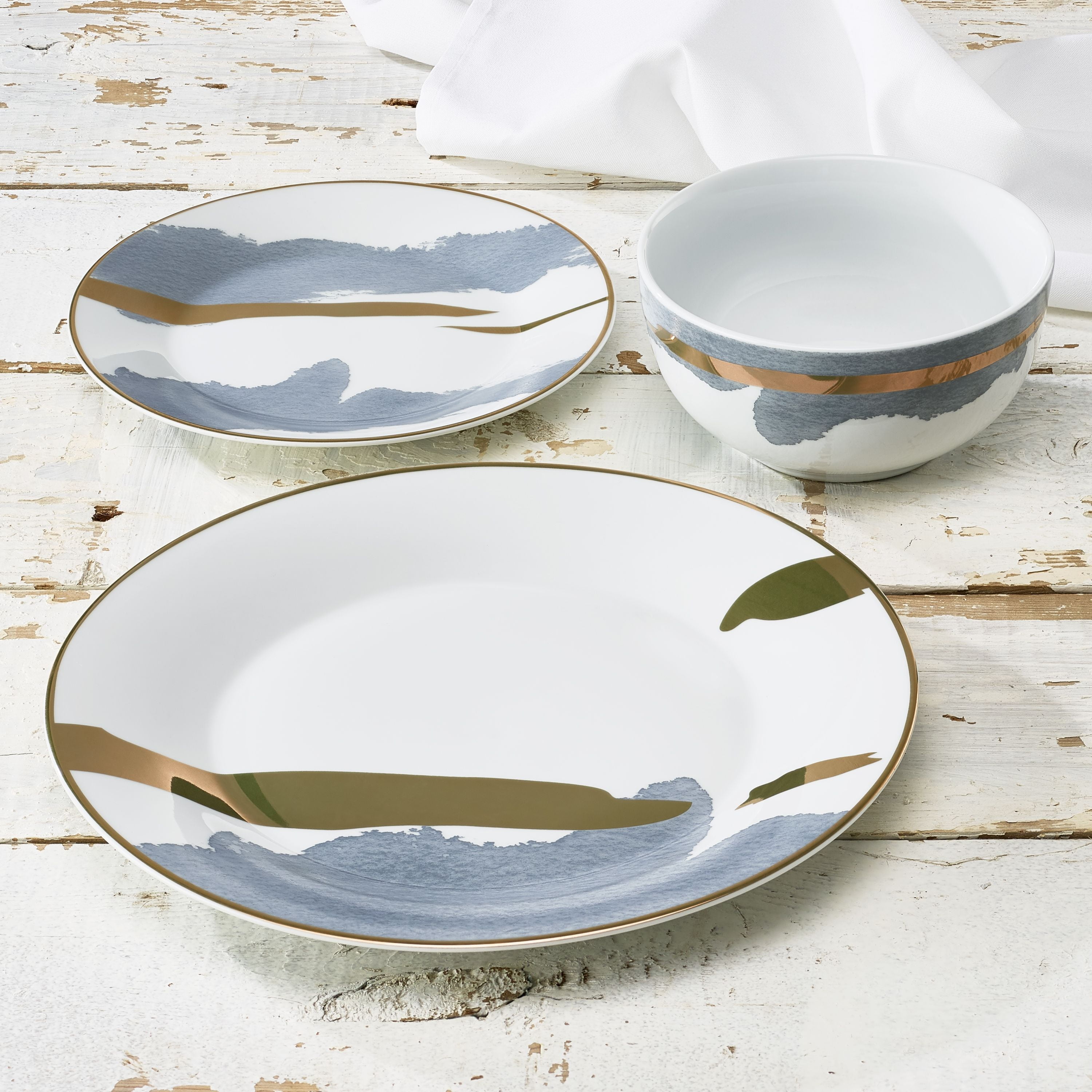 Atelier 12-Piece Round Porcelain Dinnerware Set, Gray - Walmart.com
