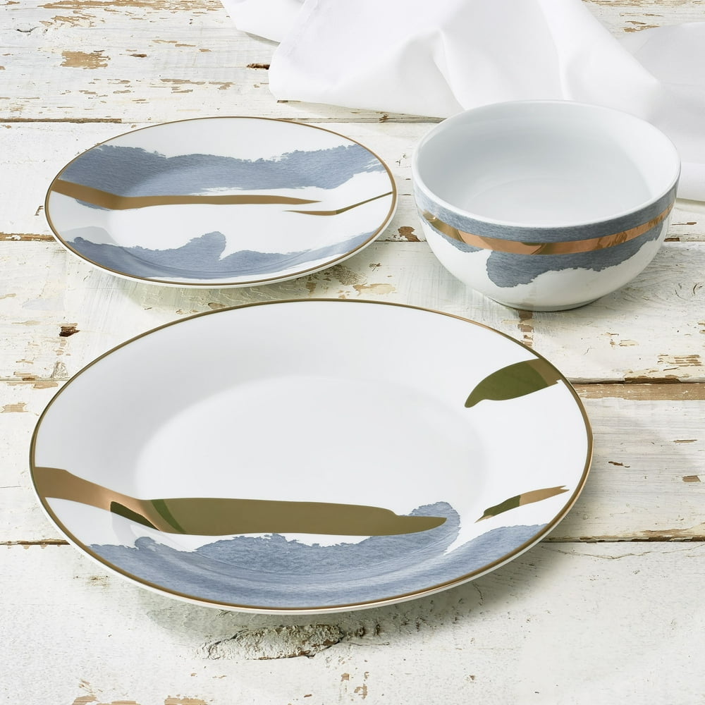 Atelier 12Piece Round Porcelain Dinnerware Set, Gray